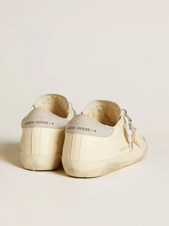 Super-Star LTD para mujer en piel napa con estrella de piel nude y talón con purpurina Super-Star LTD para mujer en piel napa con estrella de piel nude y talón con purpurina