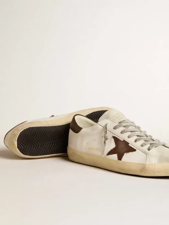 Super-Star para hombre con estrella de lona y lengüeta del talón de cuero marrón oscuro Super-Star para hombre con estrella de lona y lengüeta del talón de cuero marrón oscuro