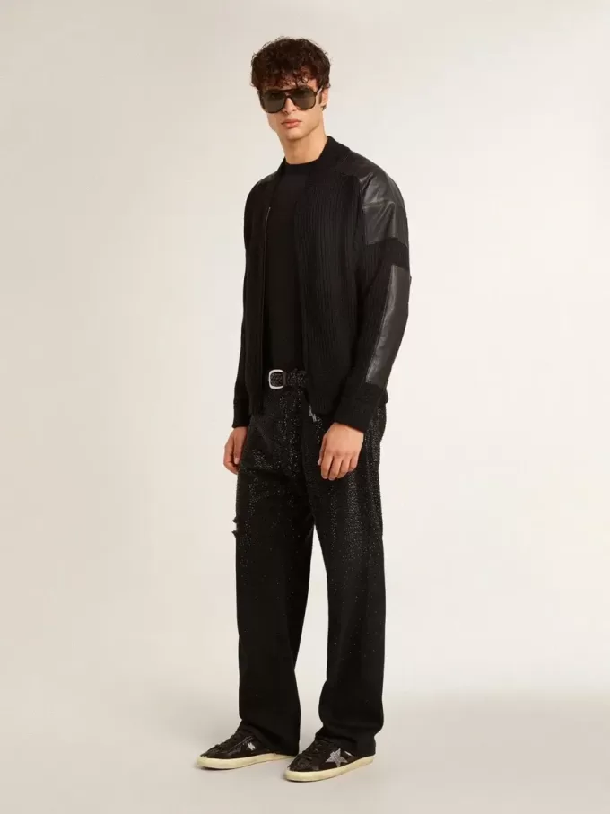 Super-Star para hombre en ante y cristales Swarovski con estrella plateada