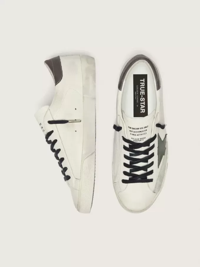 Super-Star para hombre en napa con estrella de cuero verde y lengüeta del talón de cuero gris Super-Star para hombre en napa con estrella de cuero verde y lengüeta del talón de cuero gris