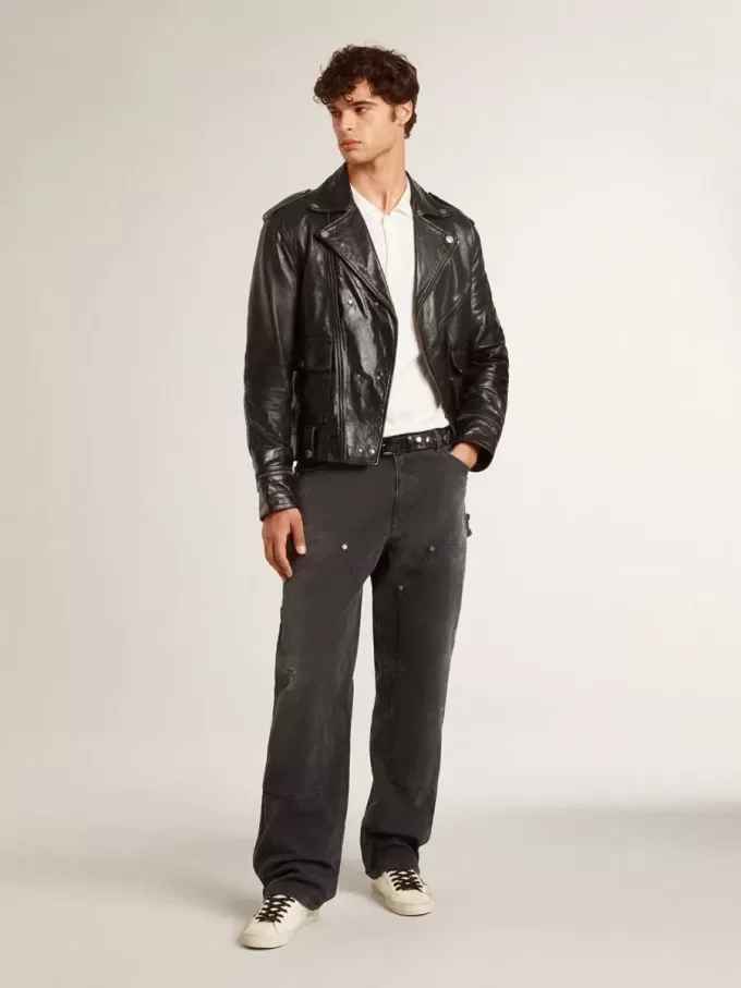 Super-Star para hombre en napa con estrella de cuero verde y lengüeta del talón de cuero gris Super-Star para hombre en napa con estrella de cuero verde y lengüeta del talón de cuero gris