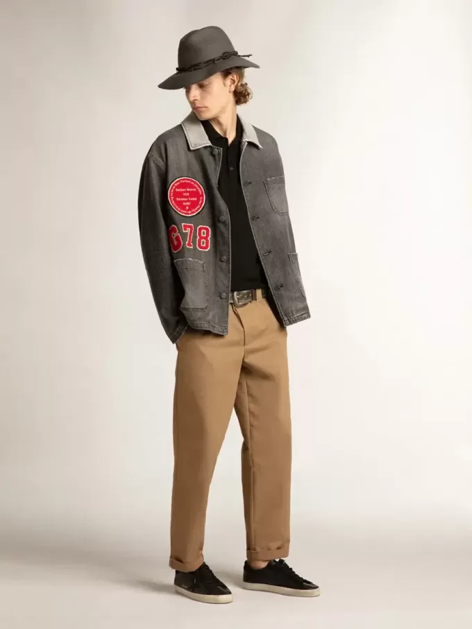 Super-Star para hombre en napa negra con estrella y lengüeta del talón en ante negro