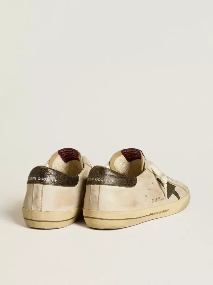 Super-Star para hombre en piel con estrella de denim negro y lengüeta del talón en piel negra