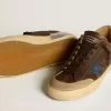 Super-Star para hombre en piel con estrella de piel azul y lengüeta del talón en nubuck beige