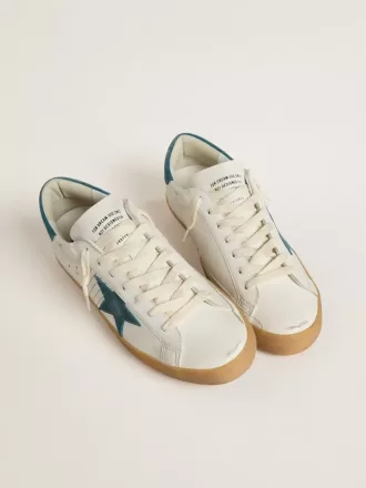 Super-Star para hombre en piel con estrella y lengüeta del talón en ante azul petróleo Super-Star para hombre en piel con estrella y lengüeta del talón en ante azul petróleo