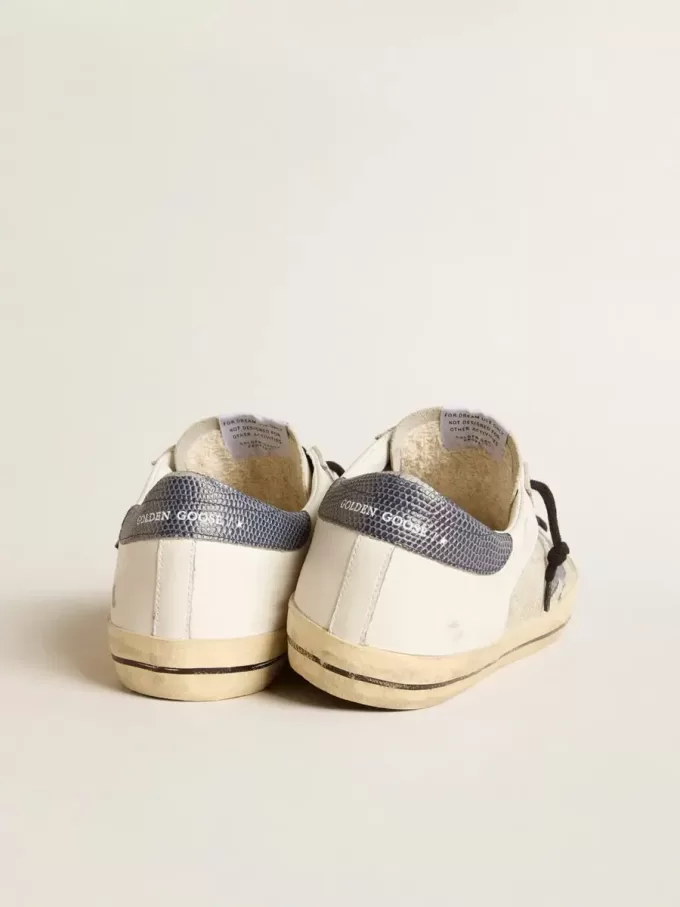 Super-Star para hombre en piel y ante con estrella de piel azul con estampado de lagarto