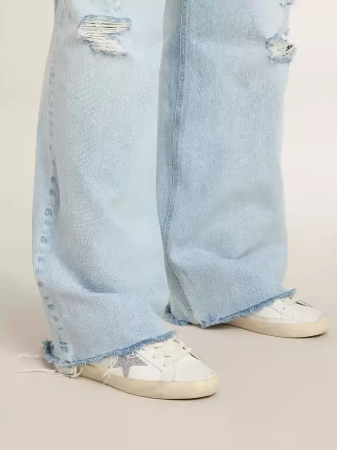 Super-Star para mujer con estrella de cristal Swarovski plateado y lengüeta en el talón