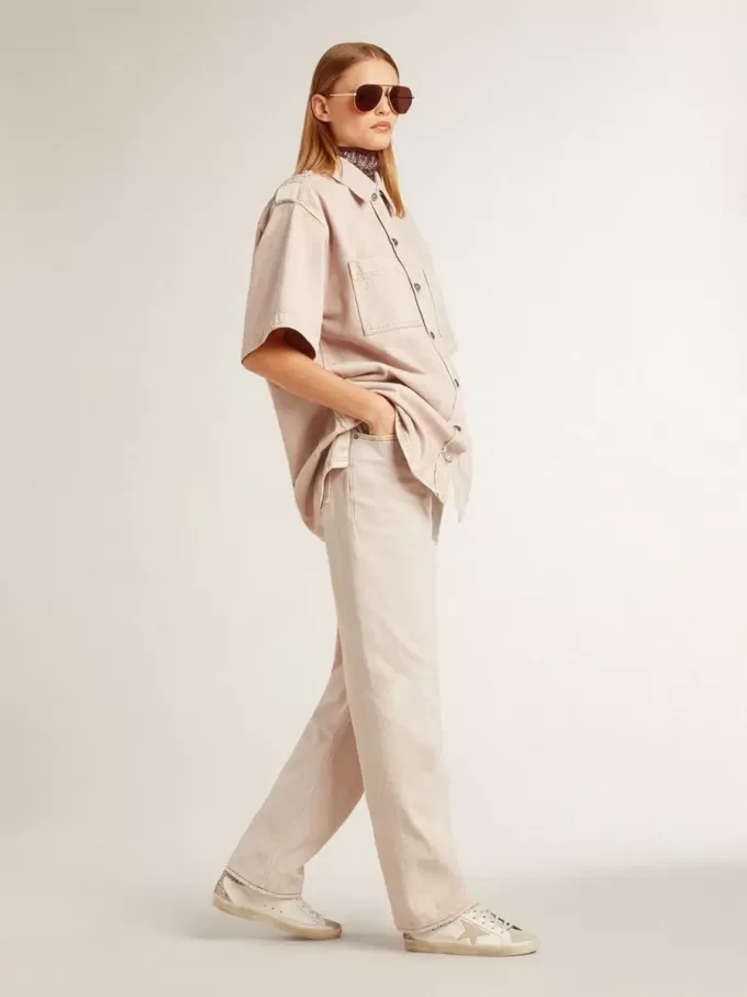 Super-Star para mujer con estrella de piel nude y lengüeta dorada brillante en el talón