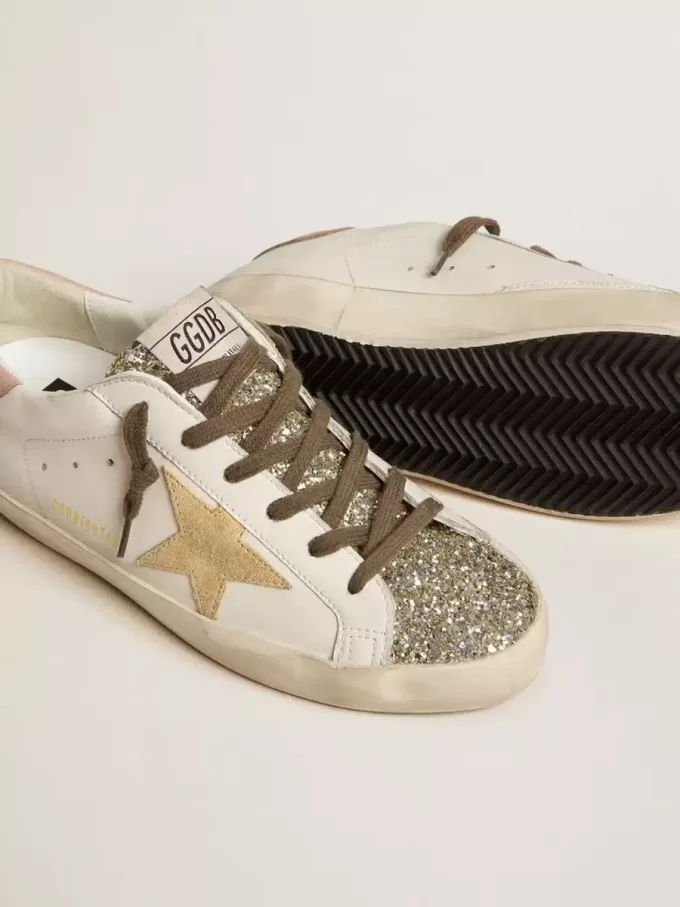 Super-Star para mujer con lengüeta con purpurina platino y base biológica