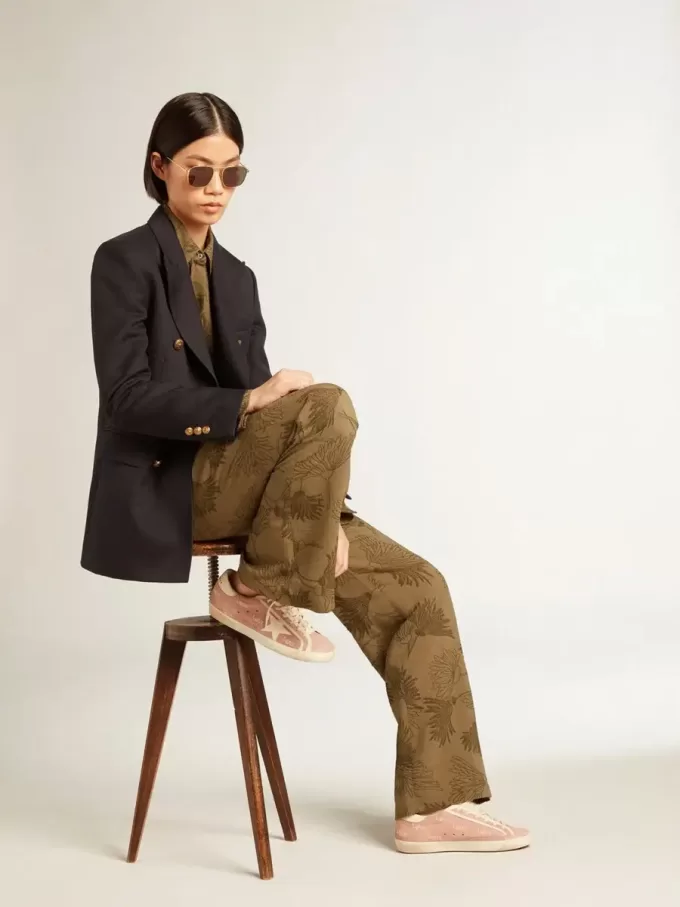 Super-Star para mujer en ante rosa empolvado con estrella de piel color crema