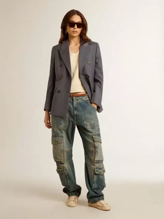 Super-Star para mujer en ante rosa pálido con estrella de ante y lengüeta del talón en platino