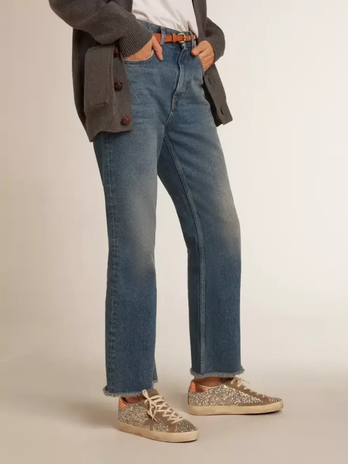 Super-Star para mujer en brillo platino con estrella de ante gris paloma