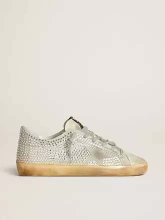 Super-Star para mujer en nubuck blanco envejecido con cristales Swarovski