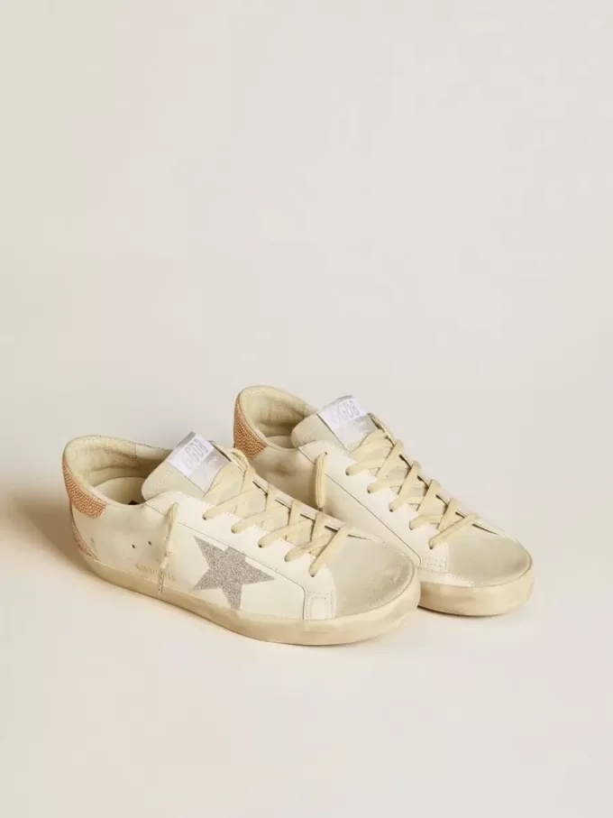 Super-Star para mujer en piel con estrella de cristal Swarovski y lengüeta en el talón