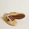 Super-Star para mujer en piel de potro beige con estrella y lengüeta del talón en ante marrón