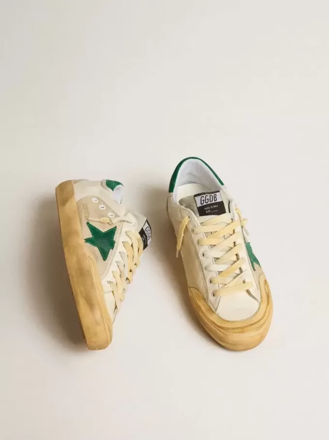 Super-Star Penstar para hombre en napa y nailon con estrella y lengüeta en el talón de ante verde