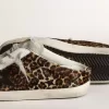 Super-Star Sabot para mujer en piel de potro con estampado de leopardo y estrella negra Super-Star Sabot para mujer en piel de potro con estampado de leopardo y estrella negra