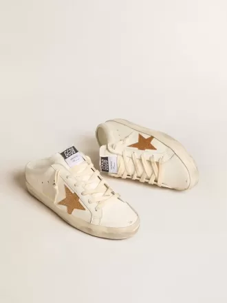 Super-Star Sabots en piel con estrella dorada plastificada brillante