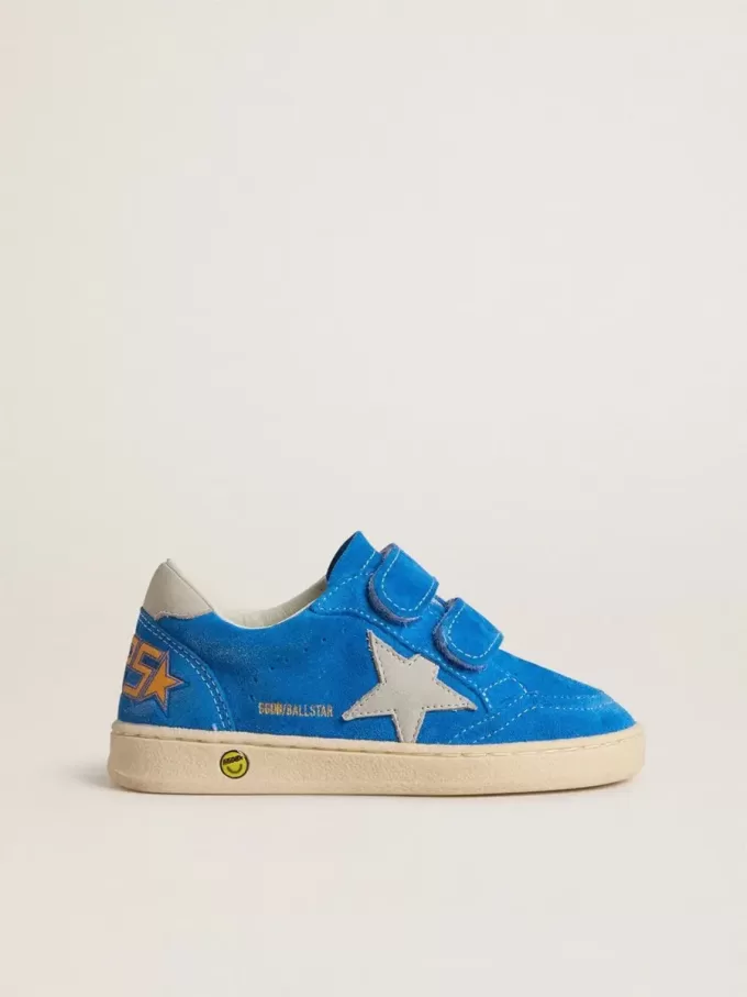 Teen Ball Star en ante azul claro con estrella y lengüeta en el talón de nubuck gris