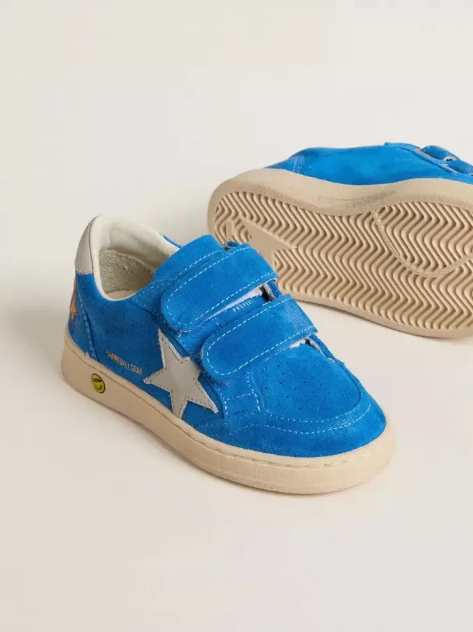 Teen Ball Star en ante azul claro con estrella y lengüeta en el talón de nubuck gris