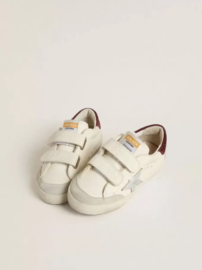 Teen Old School con estrella de cuero metalizado plateado y lengüeta del talón de ante morado