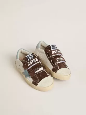 Teen Old School en napa con estrella de ante azul claro e inserciones de ante marrón.