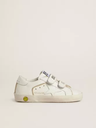 Teen Old School en piel blanca con detalles dorados