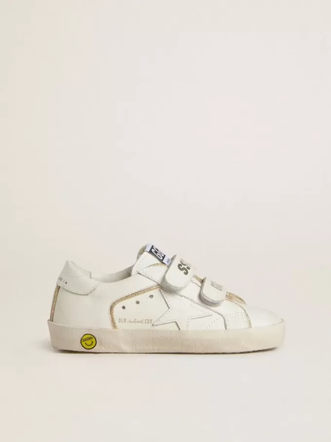 Teen Old School en piel blanca con detalles dorados