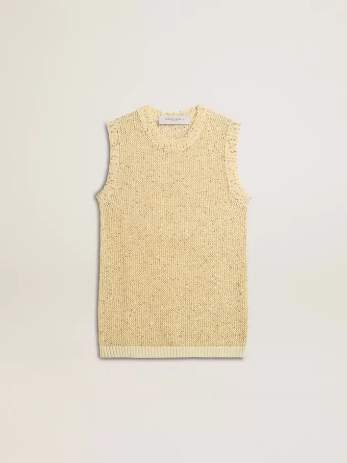 Top de malla con lentejuelas y detalles en contraste Top de malla con lentejuelas y detalles en contraste