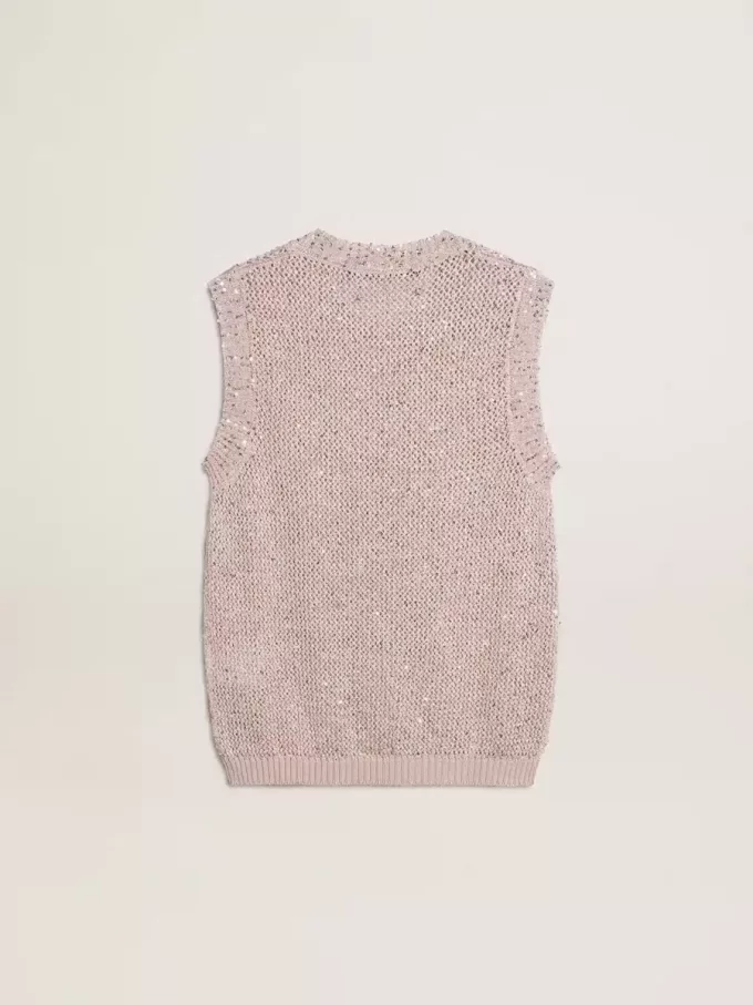 Top de malla con lentejuelas y detalles en contraste Top de malla con lentejuelas y detalles en contraste