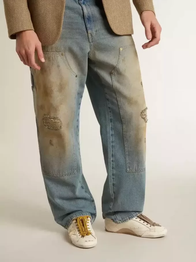 True-Star para hombre en piel napa blanca con estrella de piel dorada y lengüeta del talón en ante beige True-Star para hombre en piel napa blanca con estrella de piel dorada y lengüeta del talón en ante beige