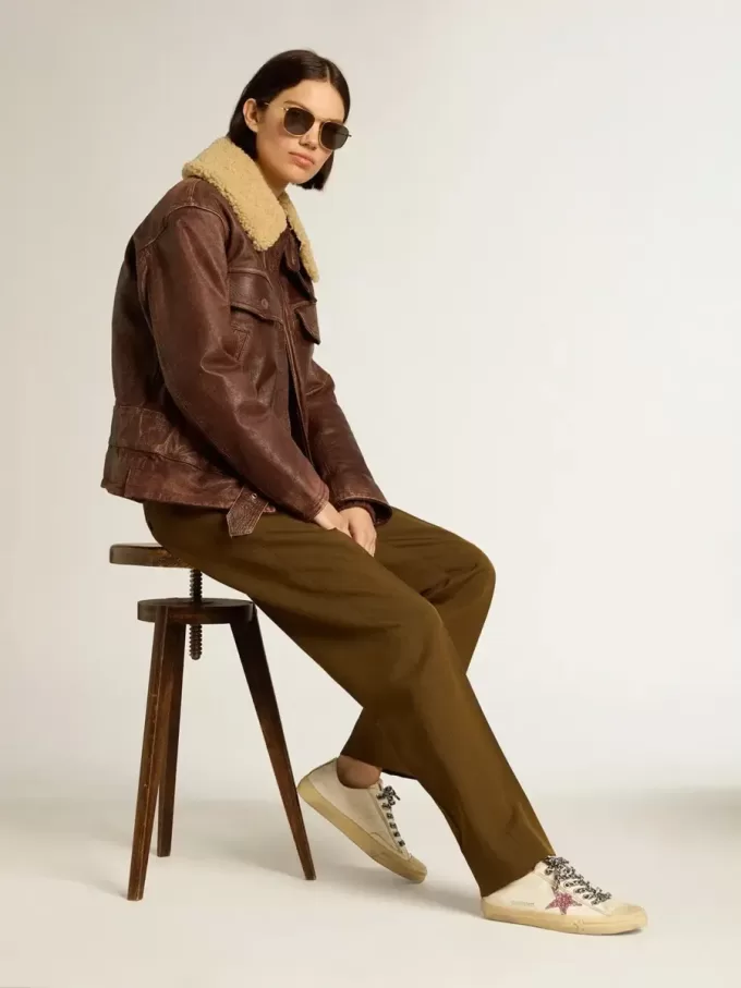 V-Star con estrella rosa brillante y lengüeta del talón en piel metalizada