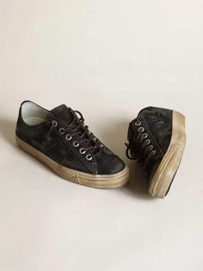 V-Star en denim azul medianoche con estrella y puntera de cuero negro