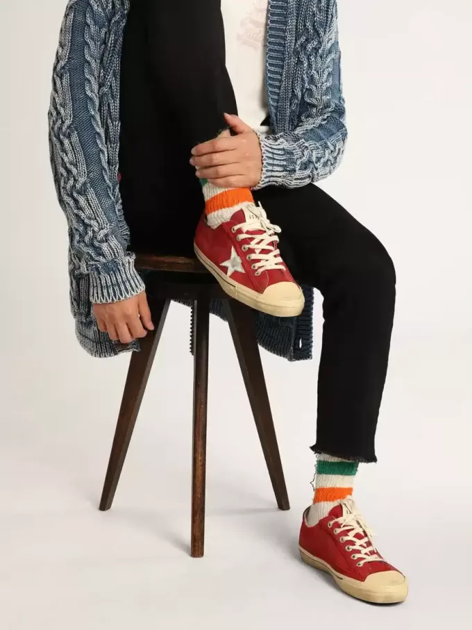 V-Star LTD para hombre en ante rojo oscuro con estrella plateada y lengüeta en el talón