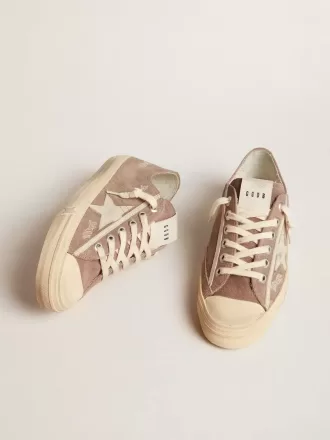 V-Star para mujer en ante gris paloma con estrella de cuero gris claro