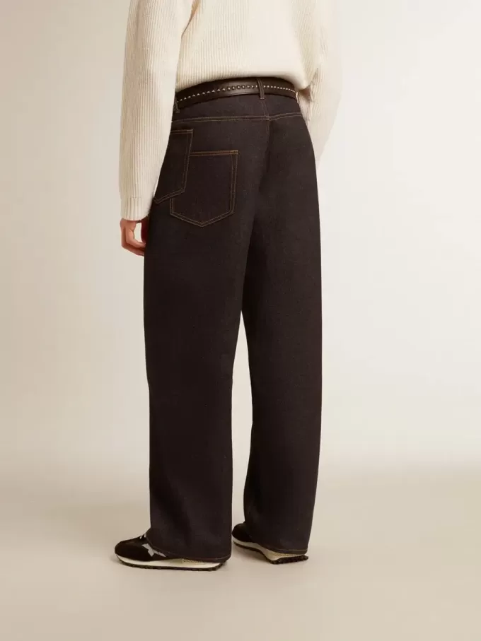 Vaqueros anchos para hombre en azul oscuro con lavado único Vaqueros anchos para hombre en azul oscuro con lavado único