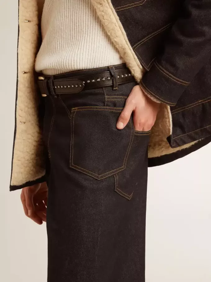 Vaqueros anchos para hombre en azul oscuro con lavado único Vaqueros anchos para hombre en azul oscuro con lavado único