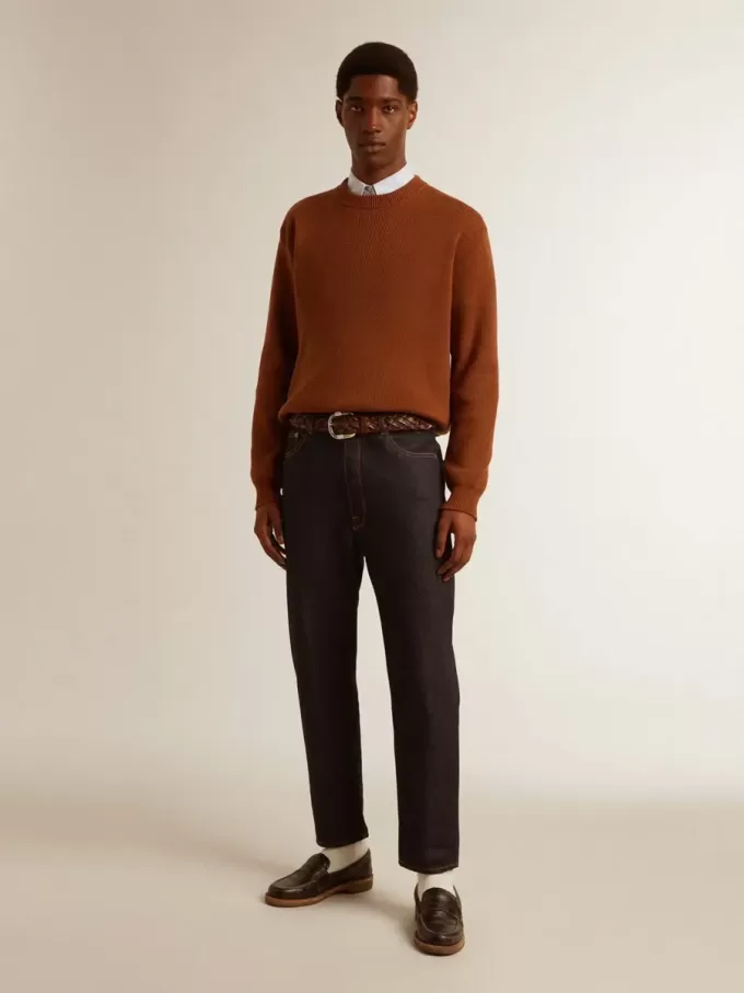 Vaqueros azul oscuro para hombre en denim de un solo lavado