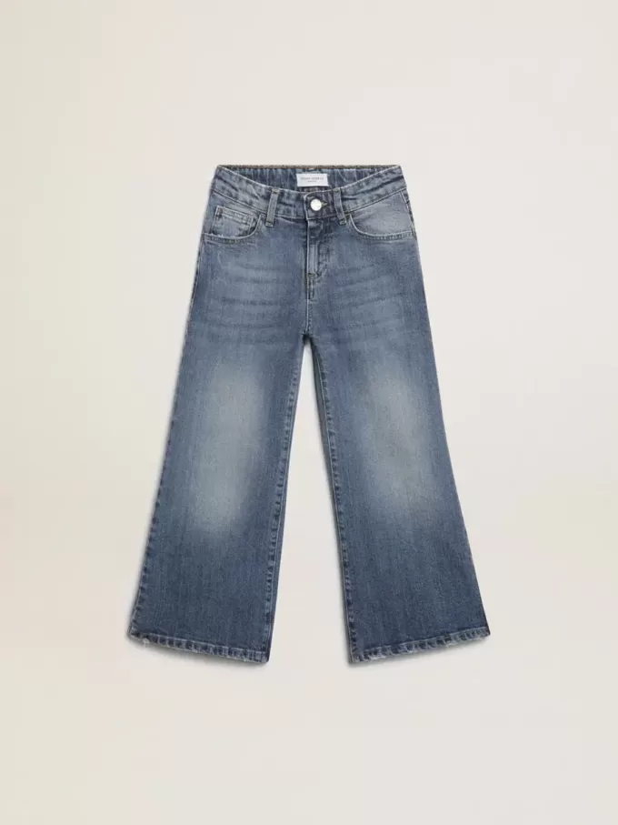 Vaqueros de pierna ancha en denim azul medio