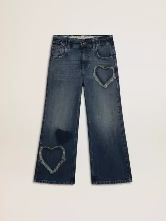 Vaqueros de pierna ancha para niña en denim azul