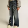 Vaqueros de pierna ancha para niña en denim azul Vaqueros de pierna ancha para niña en denim azul