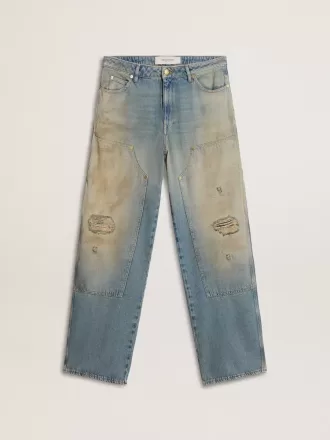 Vaqueros desgastados lavados con arena para hombre