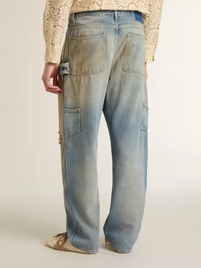 Vaqueros desgastados lavados con arena para hombre