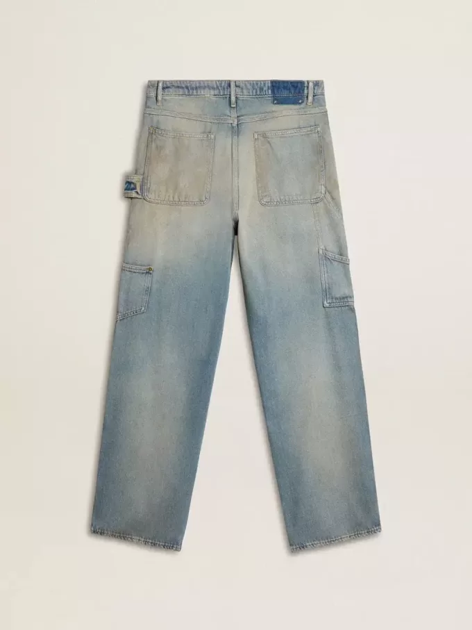 Vaqueros desgastados lavados con arena para hombre