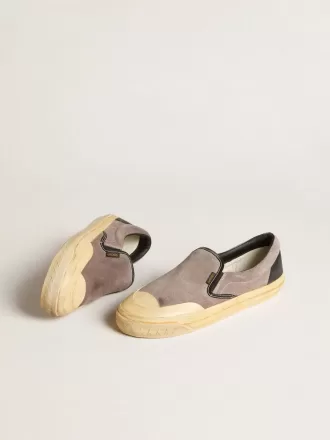 VCE Penstar para hombre en ante gris paloma con lengüeta del talón en cuero negro VCE Penstar para hombre en ante gris paloma con lengüeta del talón en cuero negro