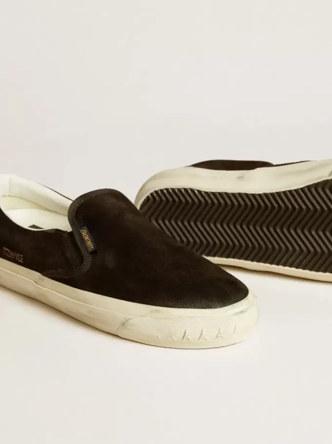 VCE Penstar para mujer en ante negro con lengüeta del talón en cuero negro VCE Penstar para mujer en ante negro con lengüeta del talón en cuero negro