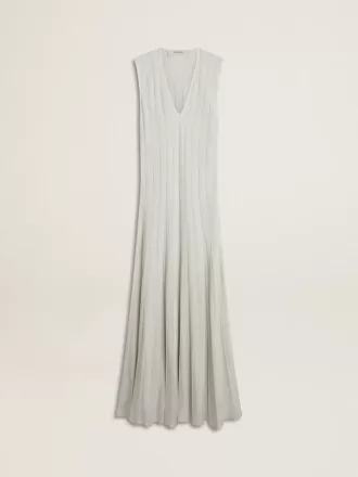 Vestido azul claro para mujer con estampado de rayas verticales