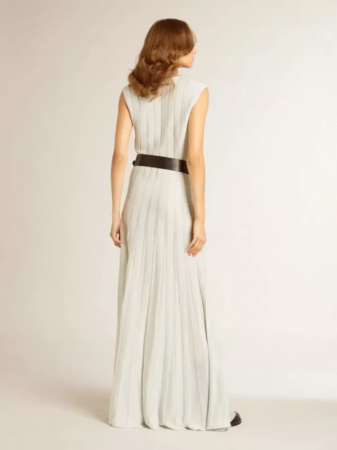 Vestido azul claro para mujer con estampado de rayas verticales