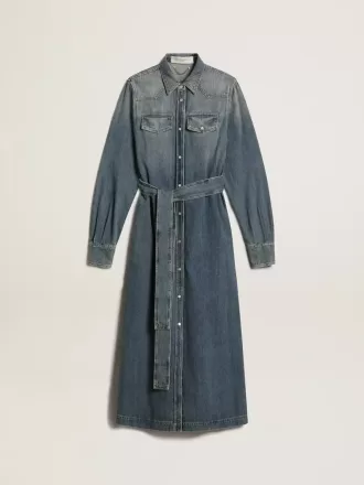 Vestido camisero de mujer en denim con cinturón