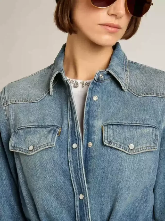 Vestido camisero de mujer en denim con cinturón